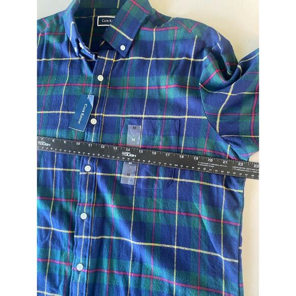 Club Room Shirt Mens Size Medium Long Sleeve Flannel NEW Blue Green Plaid Tartan - Picture 11 of 13